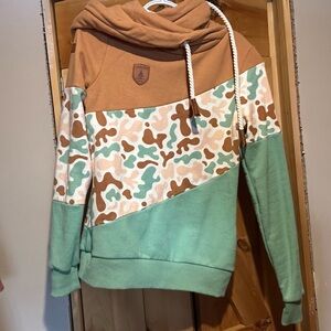 Wanakome Tan and Green Camouflage Hoodie